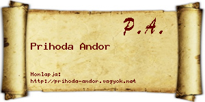 Prihoda Andor névjegykártya